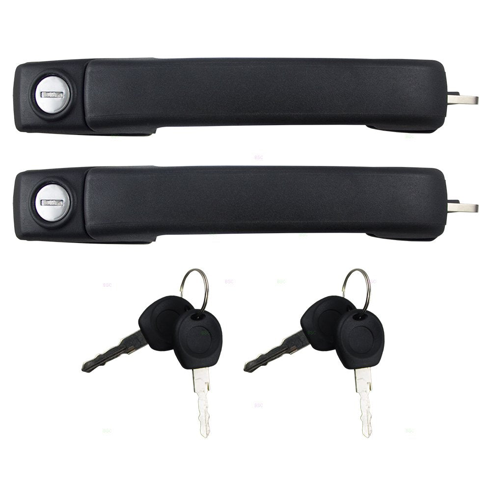 Autoandart Brock Replacement Front Outside Black Door Handle With Lock Cylinder And 2 Keys Set Comaptible With 1993-1999 Golf 19