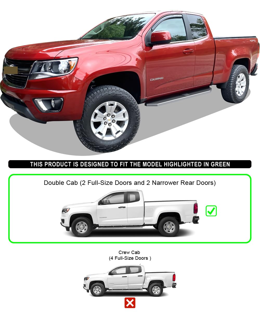 APS Polished Running Boards Compatible with Chevy Colorado GMC Canyon 2015-2025 Extended Cab (Side Steps Side Bars) 6in Wide 304