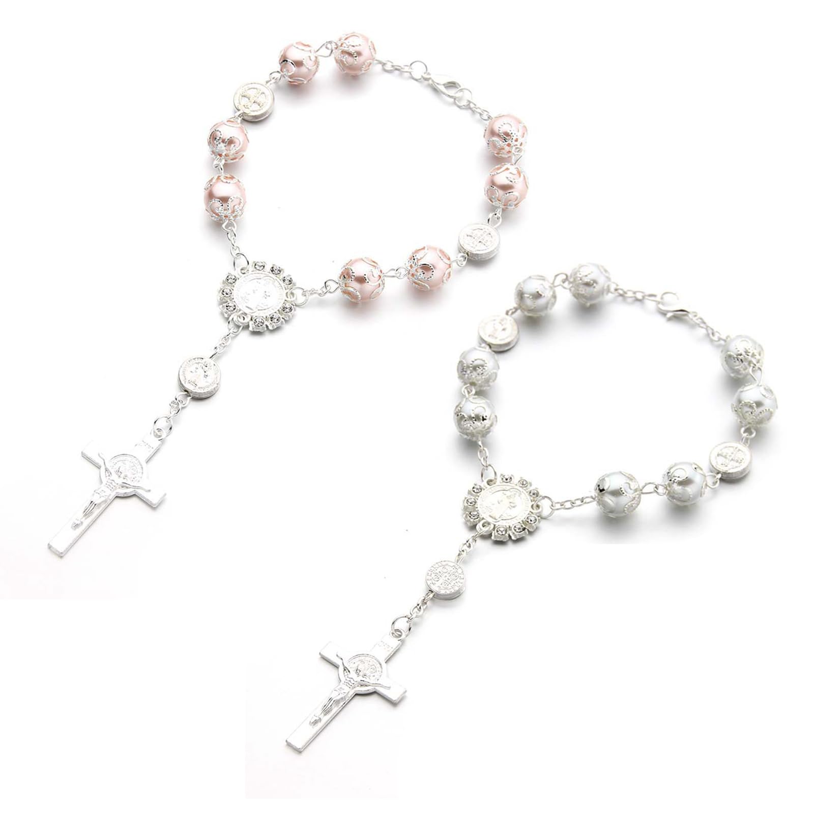 Ziciner 2 PCS Car Rosary for Rearview Mirror, Personalized Blessing Rear View Mirror Hanging Decors, Auto Rearview Mirror Rosary