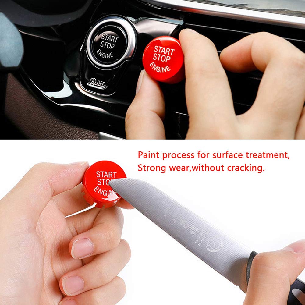 Jaronx Sports Red Start Stop Engine Switch Button Compatible With Bmw,Power Ignition Start Stop Button Replacement(Compatible With Bmw 1 2 3 4 5 6 7 X1 X3 X4 X5 X6/F30 F10 F01 F15 G01 G30 G31 G11 G12)