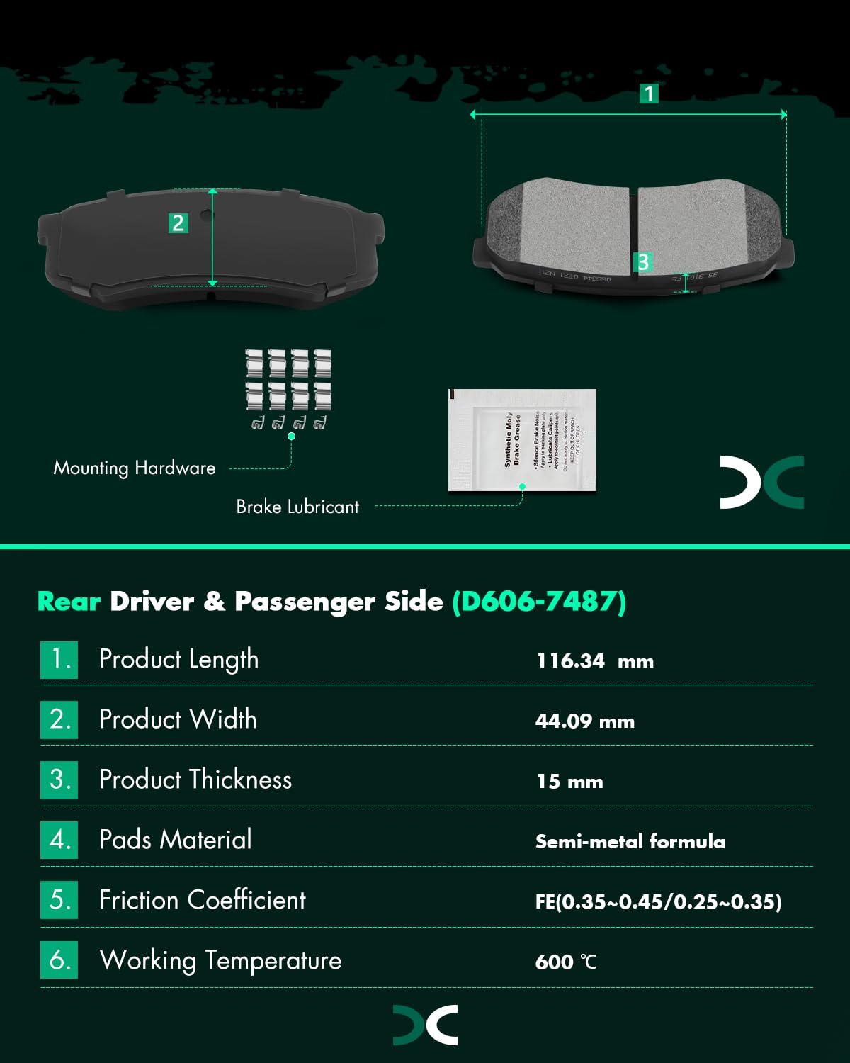Scitoo D606 D410 Front Rear Semi-Metallic Brake Pads Sets Fit For Lexus Gx460 10-17,For Lexus Gx470 03-09,For Toyota 4Runner 200