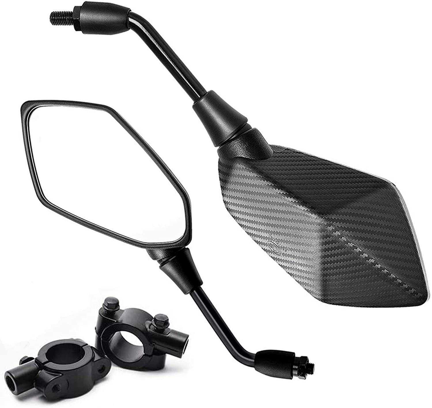 【2021 Upgraded】Motorcycle Convex Rear View Mirror, Mirrors For Bike,Motorcycle,Atv,Scooter, With 10Mm Bolt, 7/8" Handle Bar Mount Clamp For Cruiser, Suzuki， Honda, Victory And More