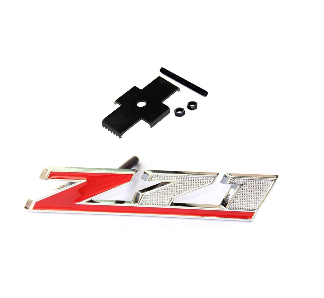 Yoaoo 1X Oem Red Grille Z71 Emblem Badge Compatible With Silverado 2500Hd 3500Hd Sierra Tahoe Chrome