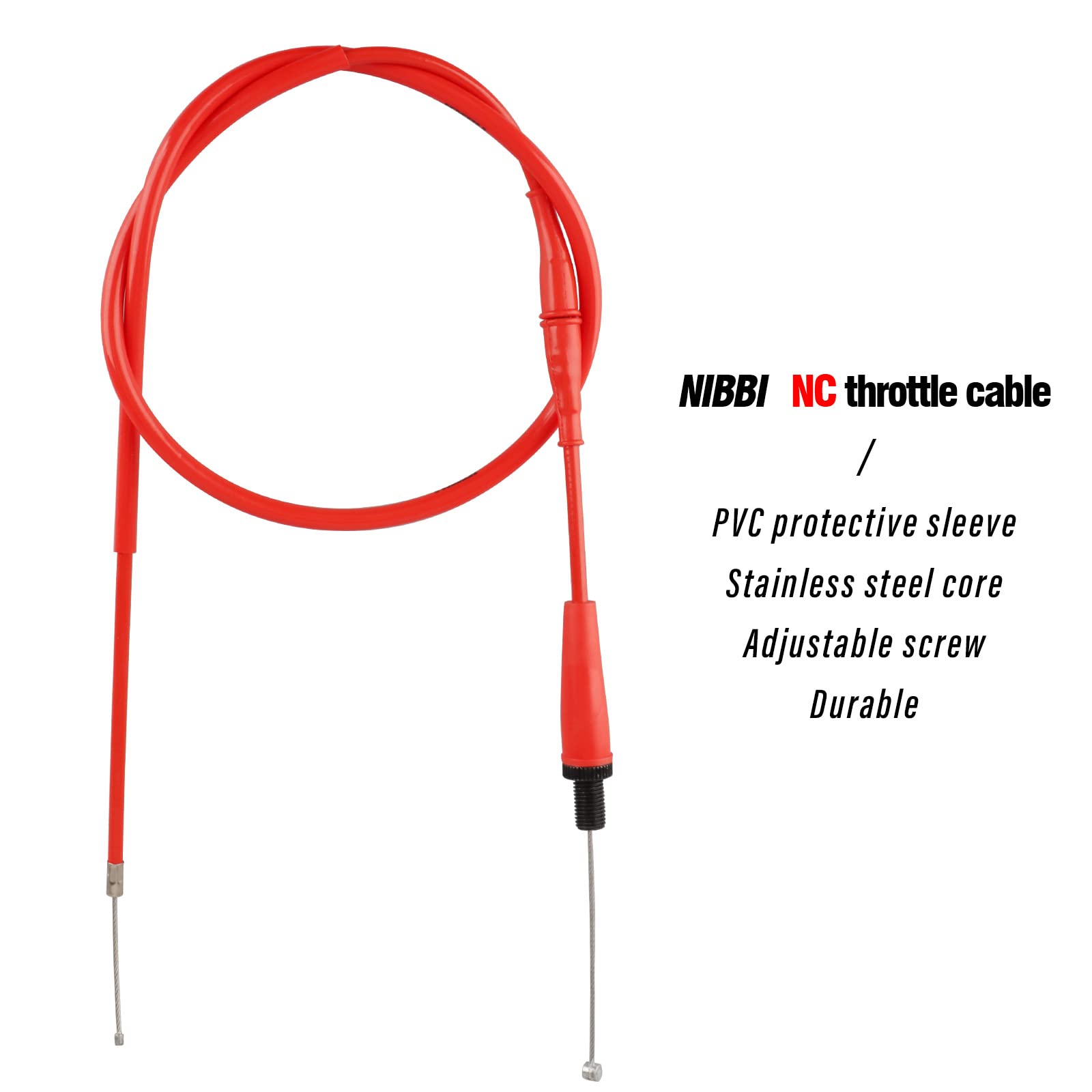 NIBBI Throttle Cable 40.3, Universal Replacement Motorcycle 102.5cm Adjustable Throttle Cable, For Dirt Bike Pit Bike YAMAHA Kaw