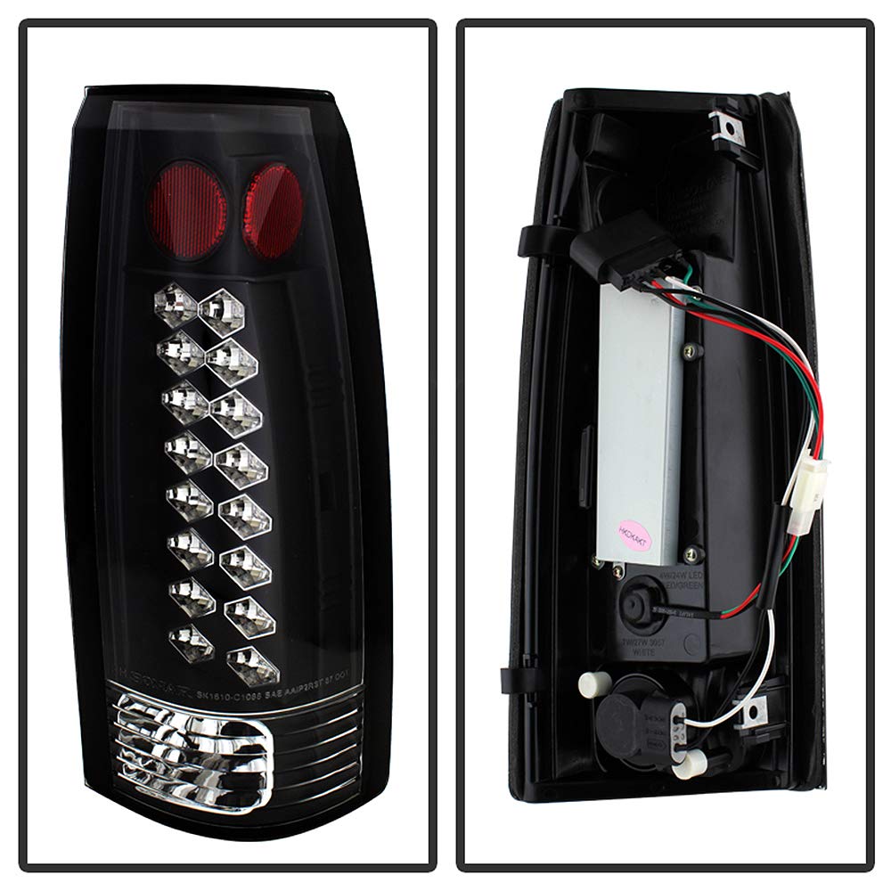 Acanii - For 1988-1998 Chevy Silverado Gmc Sierra Suburban Tahoe Chrome Led Tail Lights Brake Lamps Pair Set Left+Right