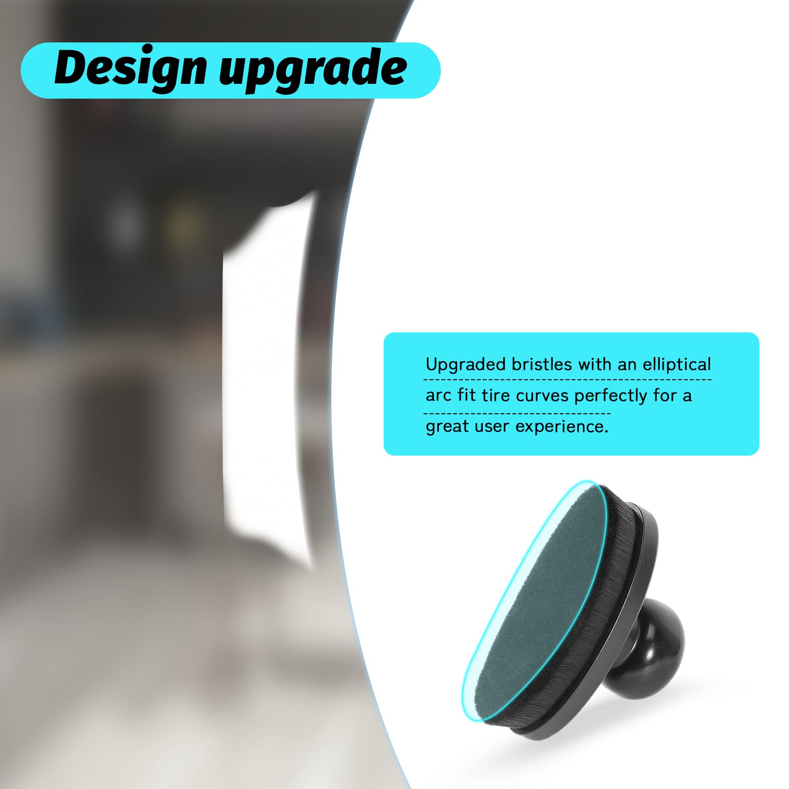 Yoseng Tire Shine Brush - Curved Brush Head & Large 3.8'' Tire Dressing Applicator with Storage Stand for Automotive Detailing,