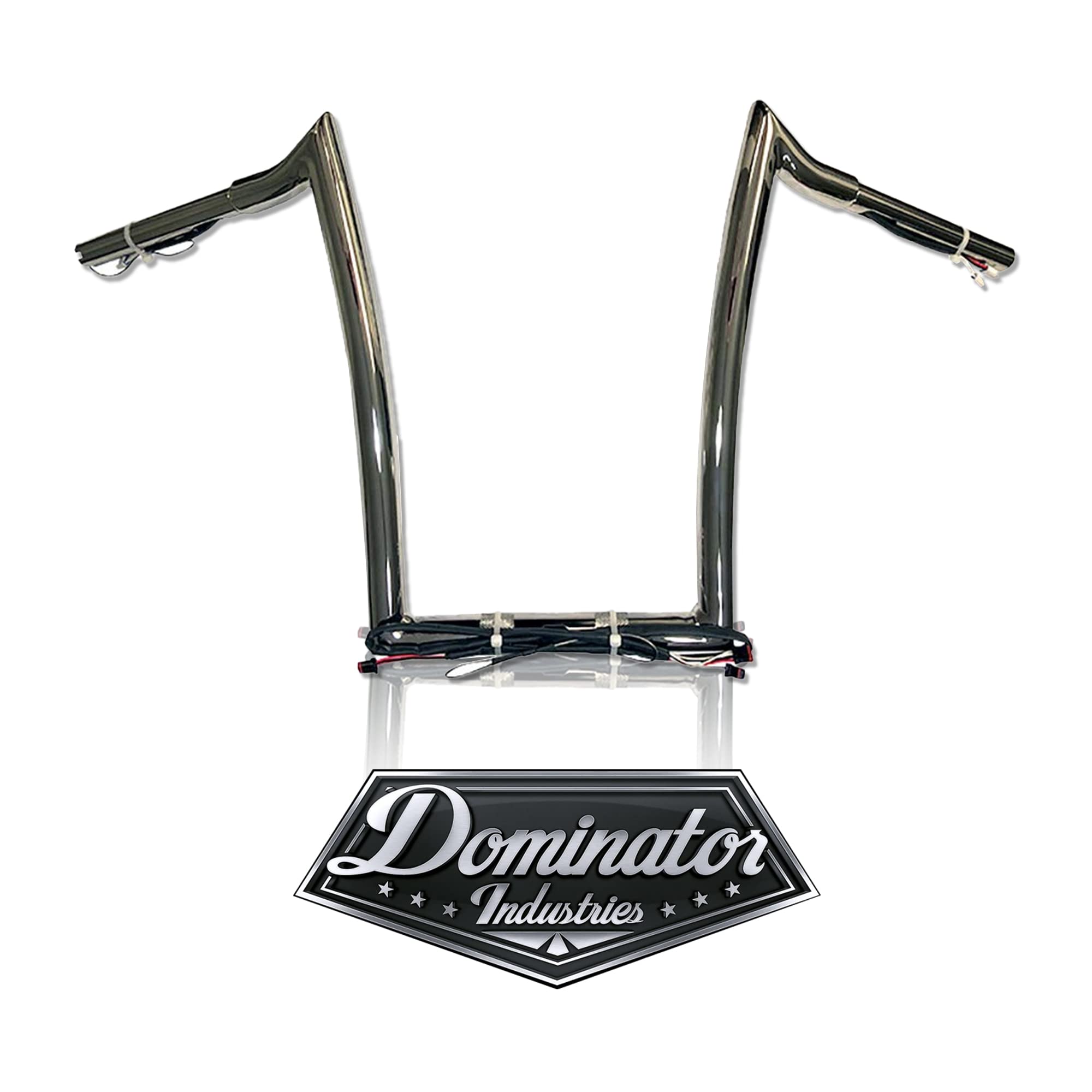 Pre Wired Dominator Industries 1 1/4 Inch Road Glide Meathook Ape Hanger Handlebars, 14 Inch Rise, Chrome For 2015-2022 Harley Road Glides