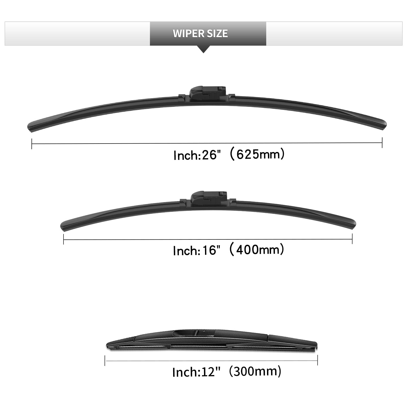Gardimu Front And Rear Windshield Wiper Blades, 3 Pcs Front And Back Windshield Wipers Blades Replacement For Subaru Crosstrek 2