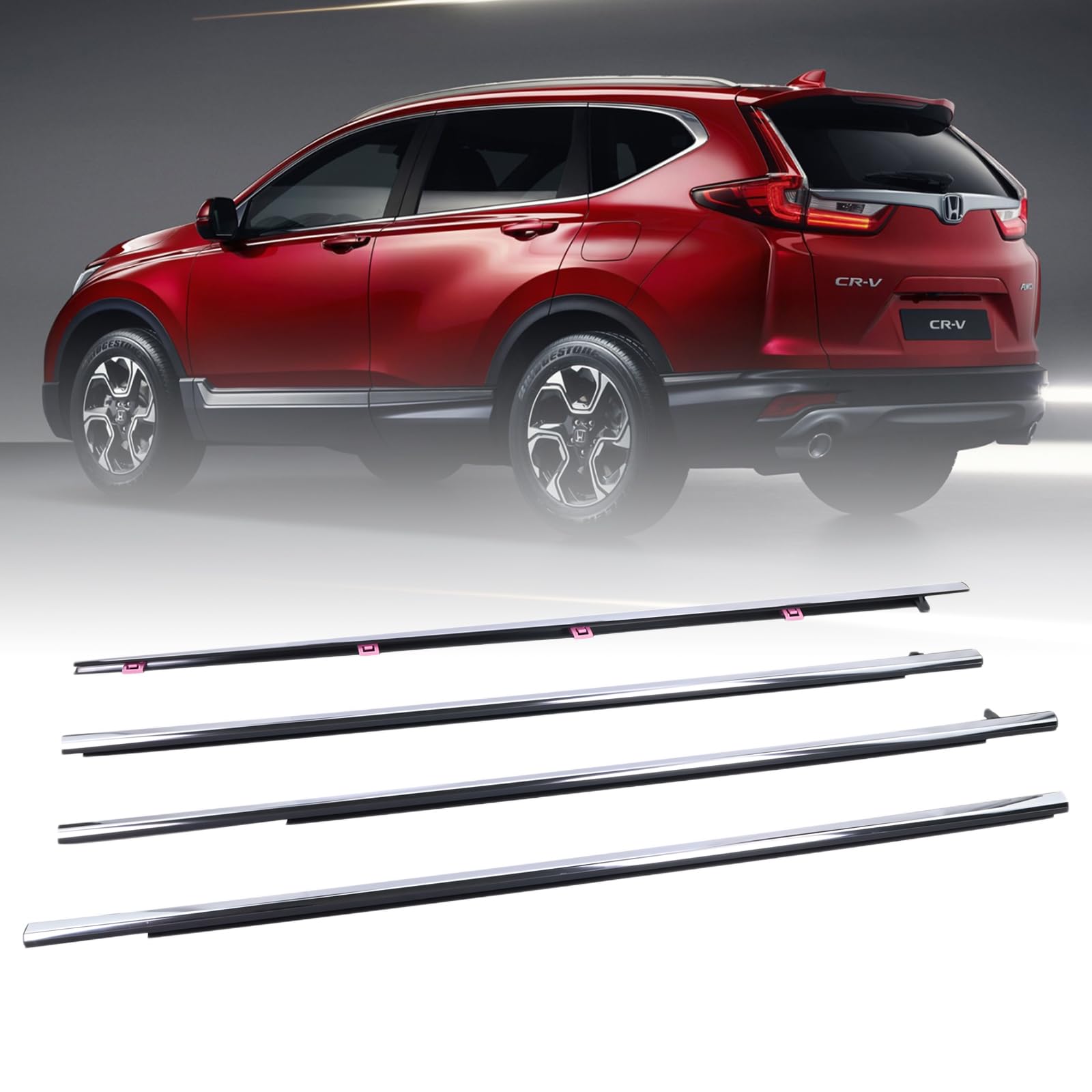 4Pcs Weatherstrip Window Moulding Trim Seal Belt Compatible With 2013-2018 Honda Accord Replaces# 72410-T2A-A01 72450-T2A-A01 72