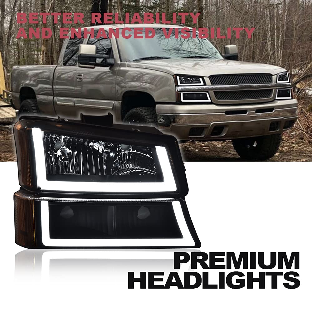 Pit66 Led Headlight Assembly Compatible With Chevy Silverado Avalanche 2003-2006 1500 2500 3500 Hd Model (Fit No Cladding Only)