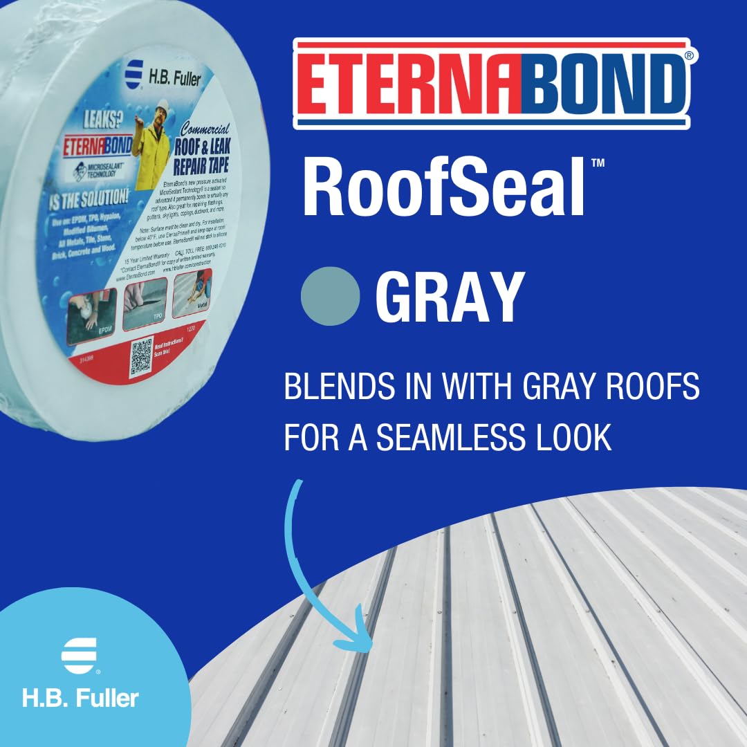 EternaBond RoofSeal Gray 2&quot; x50' MicroSealant UV Stable RV Roof Seal Repair Tape | 35 mil Total Thickness - EB-RG020-50R - One-Step Durable, Waterproof and Airtight Sealant