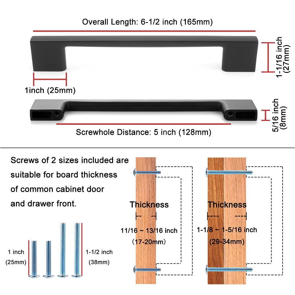 Koofizo Wide Foot Cabinet Bar Pull - Oil Rubbed Bronze Modern Solid Handle, 5 Inch/128Mm Screw Spacing, 10-Pack For Kitchen Cupboard Door, Bedroom Dresser Drawer, Bathroom Wardrobe Hardware
