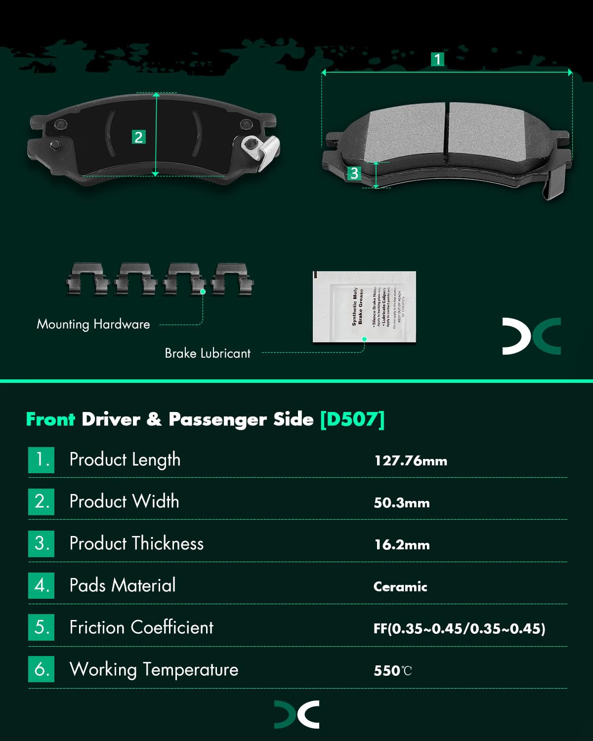 Scitoo D507 Ceramic Brake Pads Sets Front Fit For Saturn 1991-2002