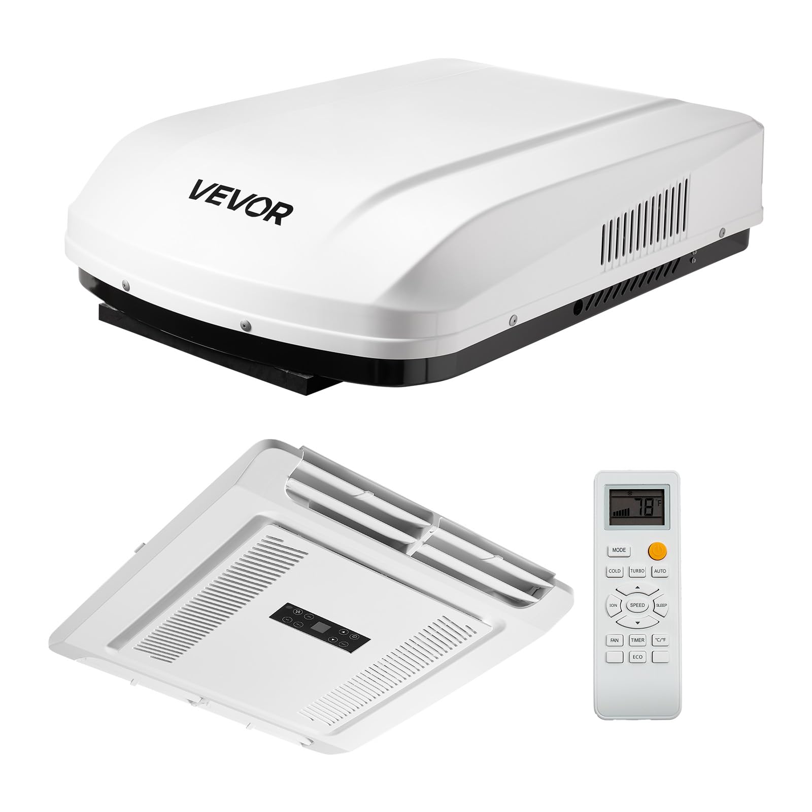 VEVOR RV Air Conditioner, 15000 BTU RV AC Unit, 120V Non-Ducted Rooftop Air Conditioner with Heat Pump and Cooling, Variable Spe