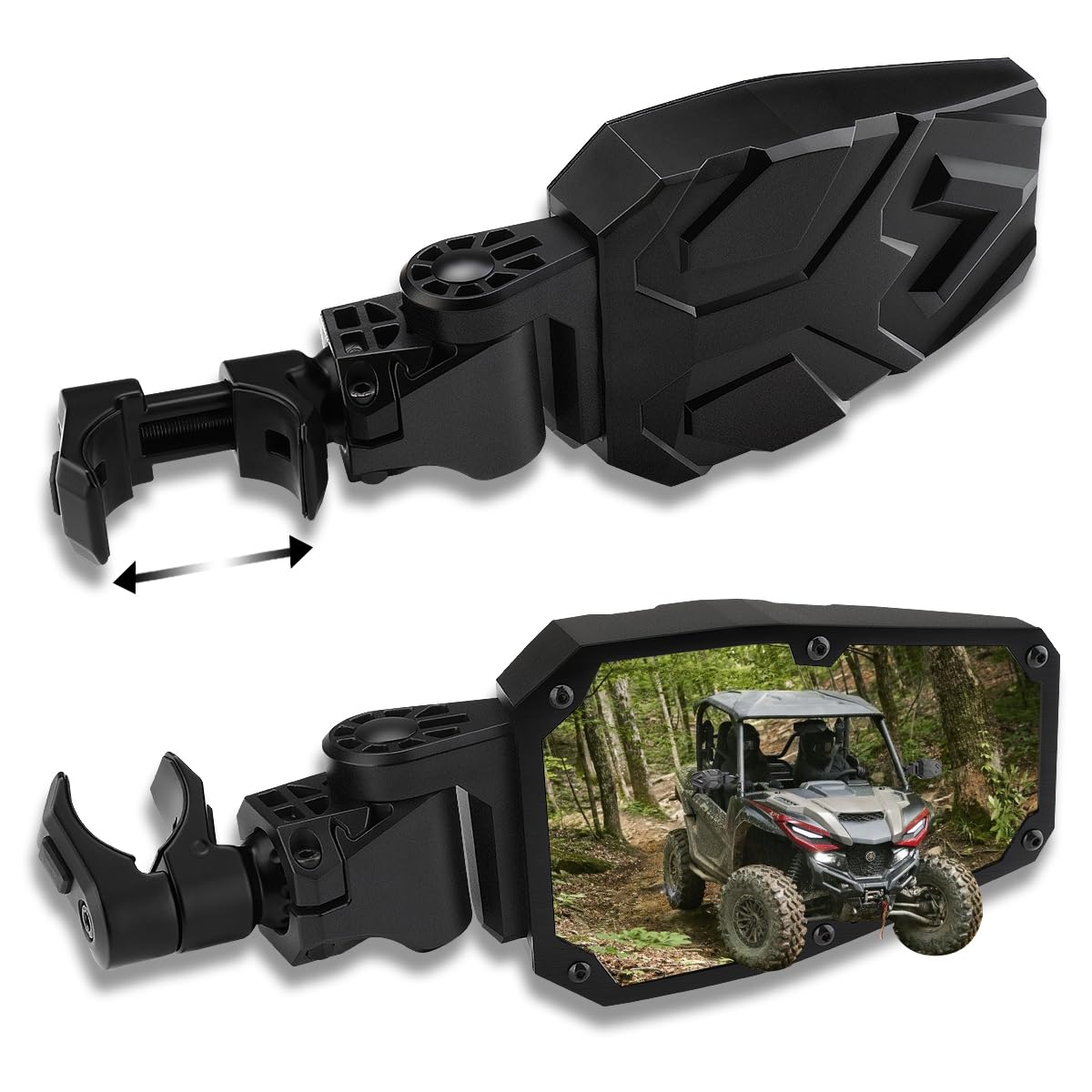 SHEJISI UTV Side Mirrors,UTV Mirror Automatic Folding and Resetting in The Event of Collision,Fits 1.5''-2''Roll Bars Compatible