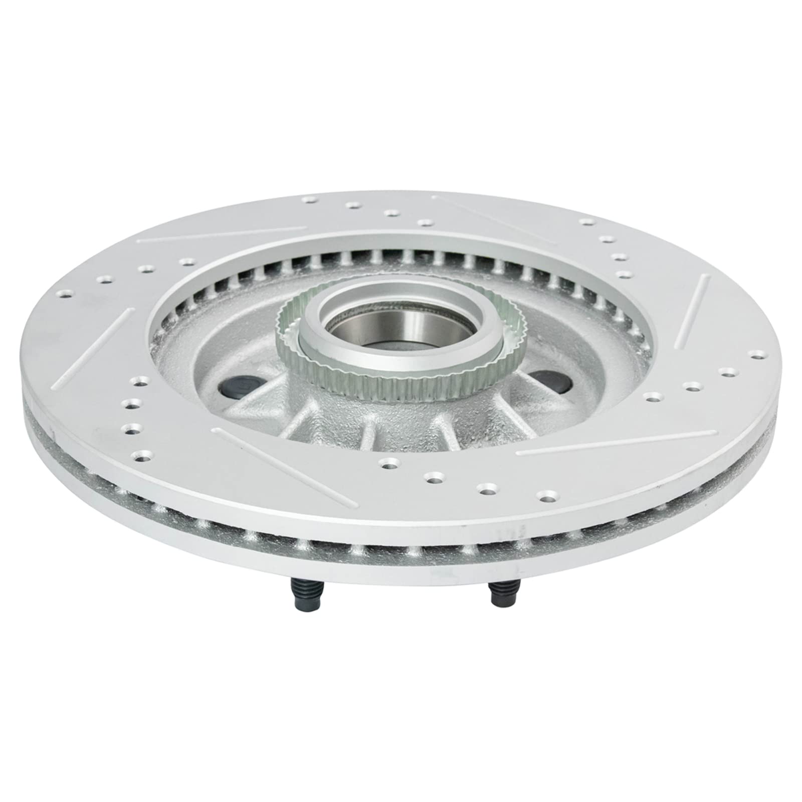 Trq Front Performance Brake Rotors Set Premium G-Coated Cross Drilled & Slotted Compatible With 2000-2004 Ford F-150 2004 F-150
