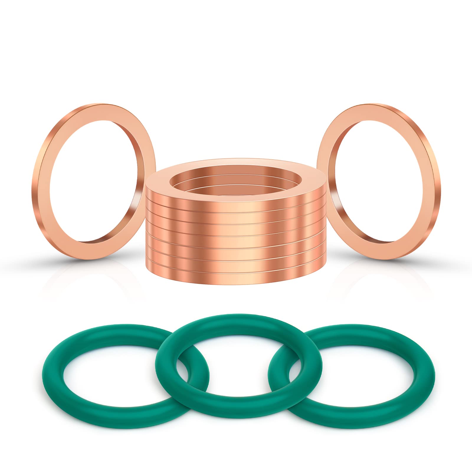 Deefill (15Pcs) M12 Oversize Piggyback Oil Drain Plug Cooper Crush Washers Seal Ring Gaskets Dfl-037Dp