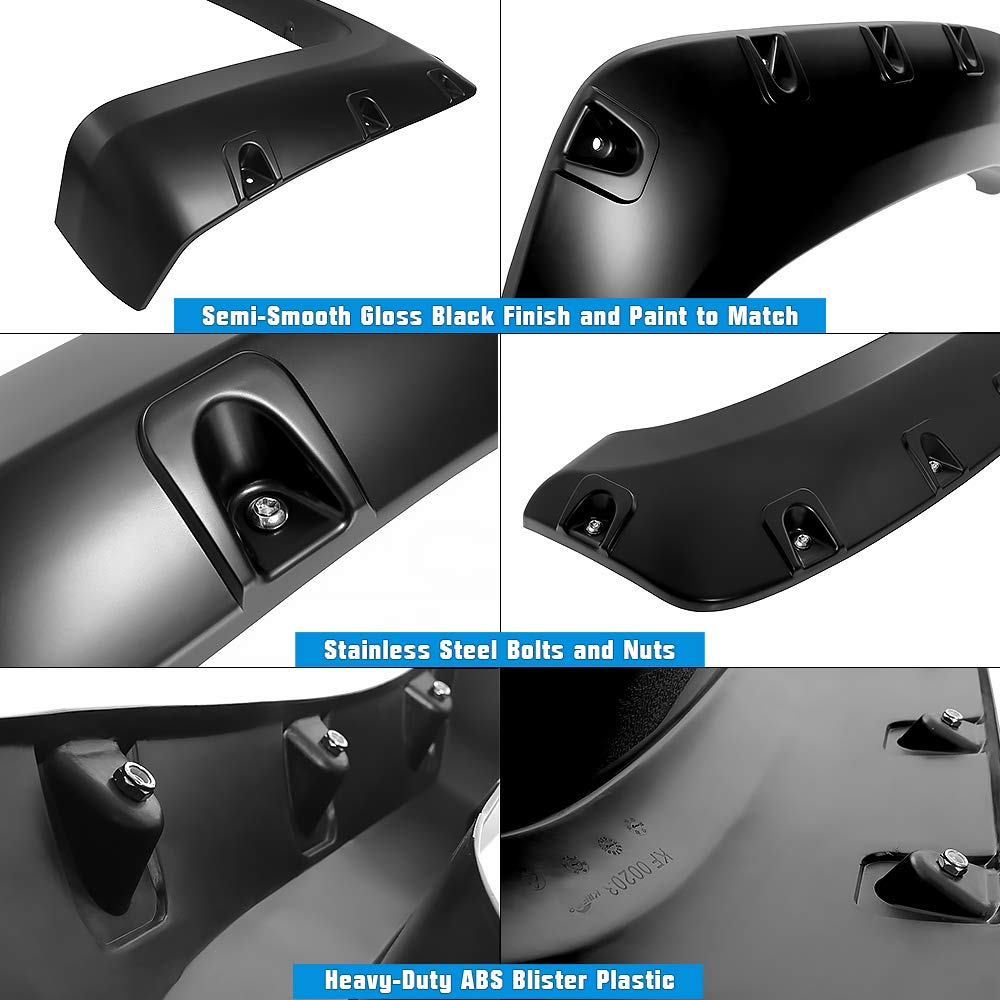 Aps Injection Moulding Fender Flares Compatible With Chevy Silverado 2007-2014 1500 2500 3500 (Standard Bed & Long Bed) Pocket Rivet Style 4Pc Set Impact Resistance Polypropylene