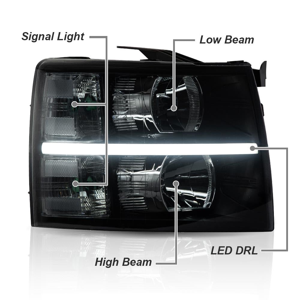 Cheda Led Headlights Assembly Compatible With 2007-2013 Chevy Silverado 1500/Silverado 2500 3500 & Hd Models 2007-2014 Bumper La