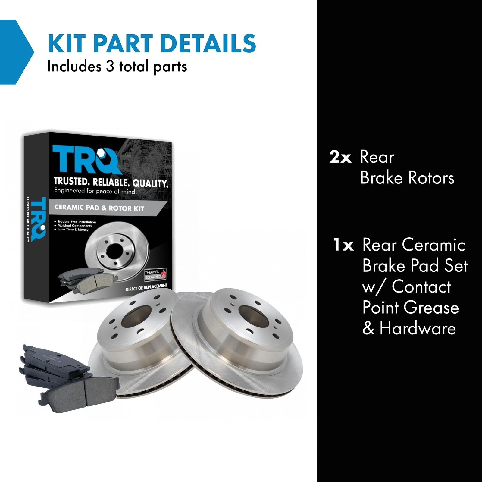 TRQ Rear Disc Brake Pad & Rotor Kit Set for Cadillac Chevy GMC