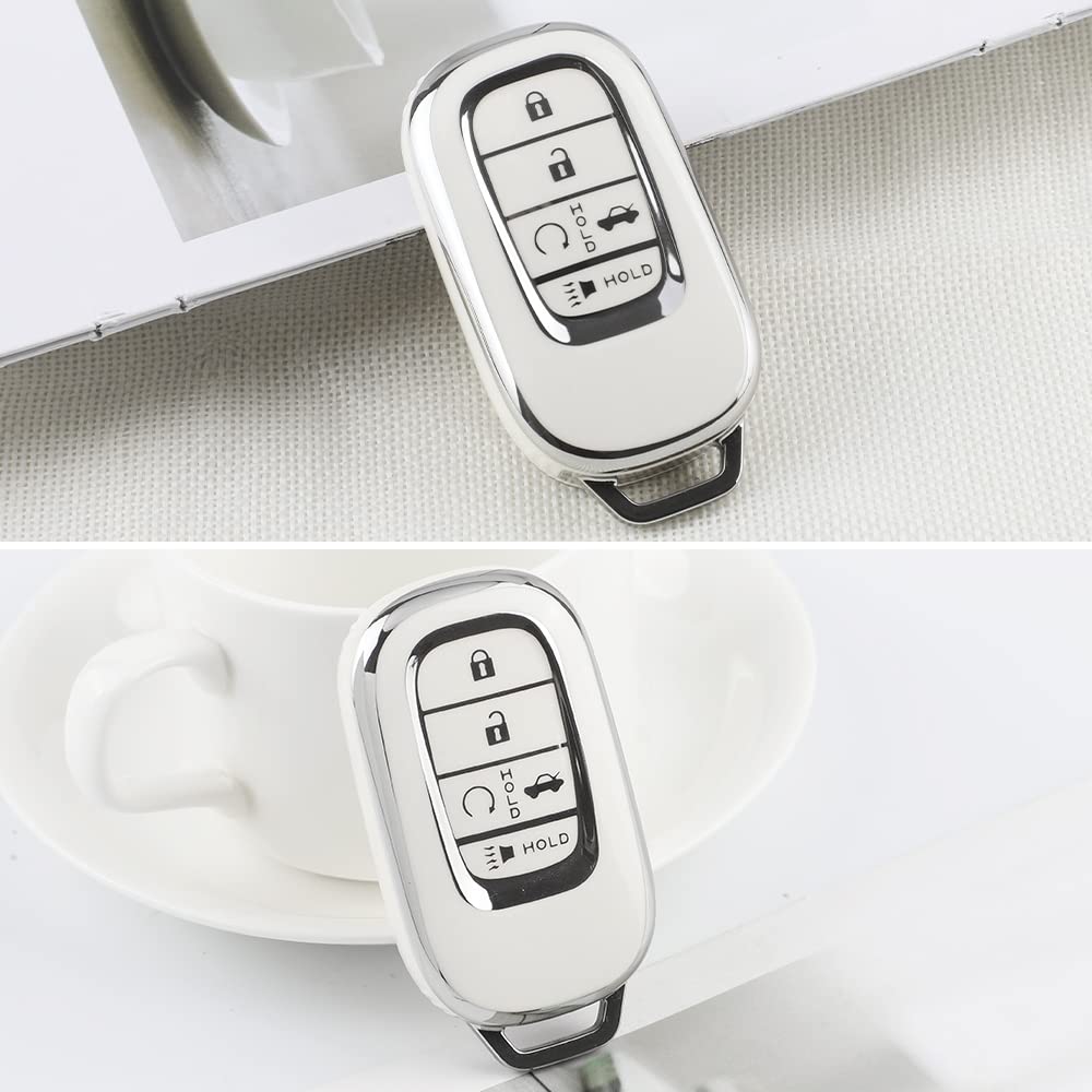1797 Key Fob Cover For Honda Civic 2022 2023 Cr-V Hr-V Accessories Car Remote Case Shell Protector Women Men 5 Button White Silver Tpu