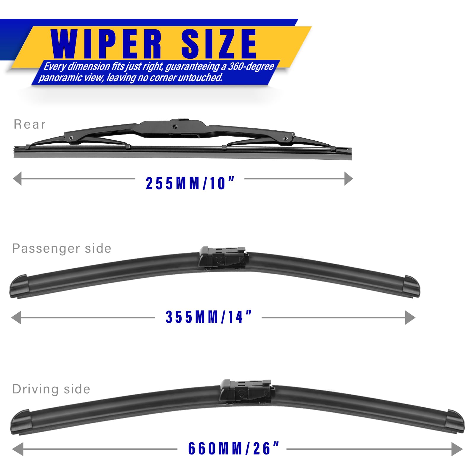 3 Wipers Replacement For 2013-2021 Chevrolet Chevy Trax/2013-2021 Buick Encore, Windshield Wiper Blades Original Equipment Repla