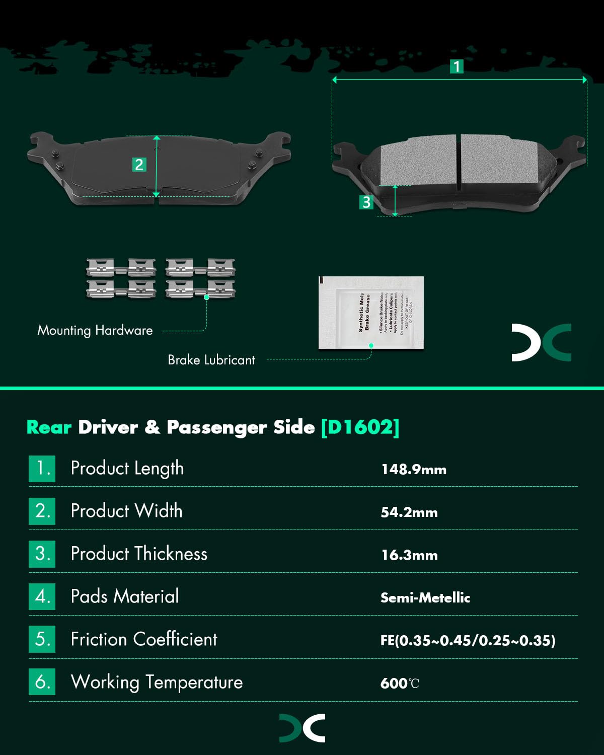 Scitoo D1414 D1602 Front Rear Brake Pads Sets Fit For Ford For F-150 2012-2020