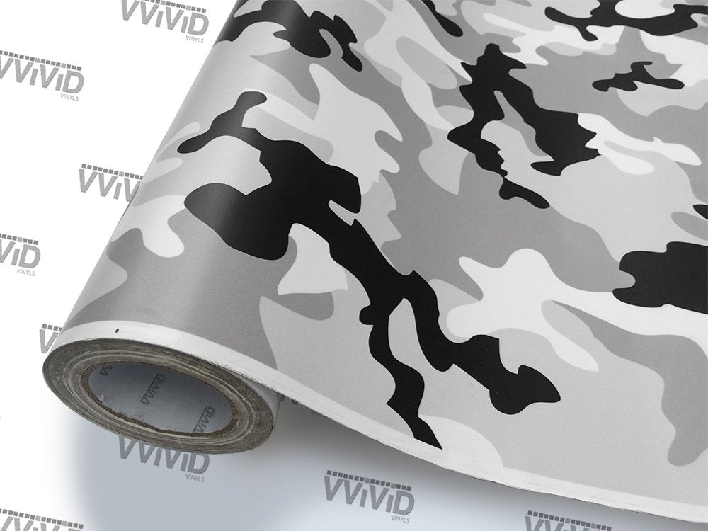 Vvivid Vinyl Camouflage Pattern Wrap Air-Release Adhesive Film Sheets (2Ft X 5Ft, Snow Camo)