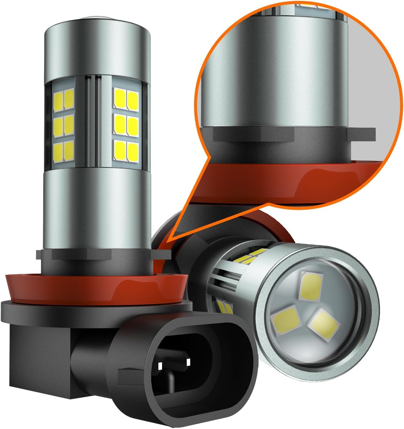 Sealight H16 H8 Led Fog Light Bulbs Or Drl, 360 Full Illumination With Convex Lens,6500K White H16 Led Fog Lights, 54 Csp Led Ch