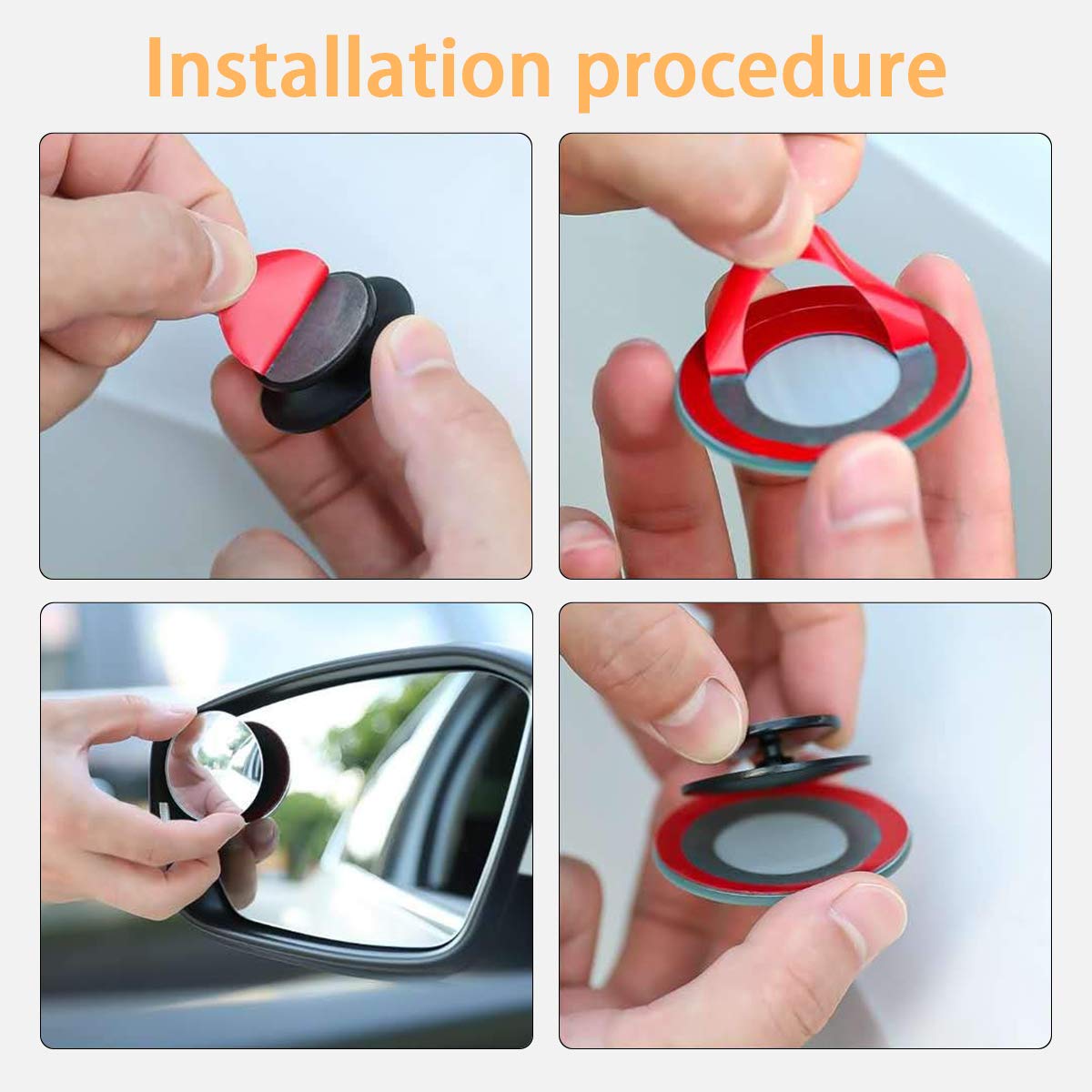 Car Blind Spot Mirror, 2'' Round Hd Glass Frameless Convex Rear View Mirror With Wide Angle Adjustable Stick For Cars Suv And Tr