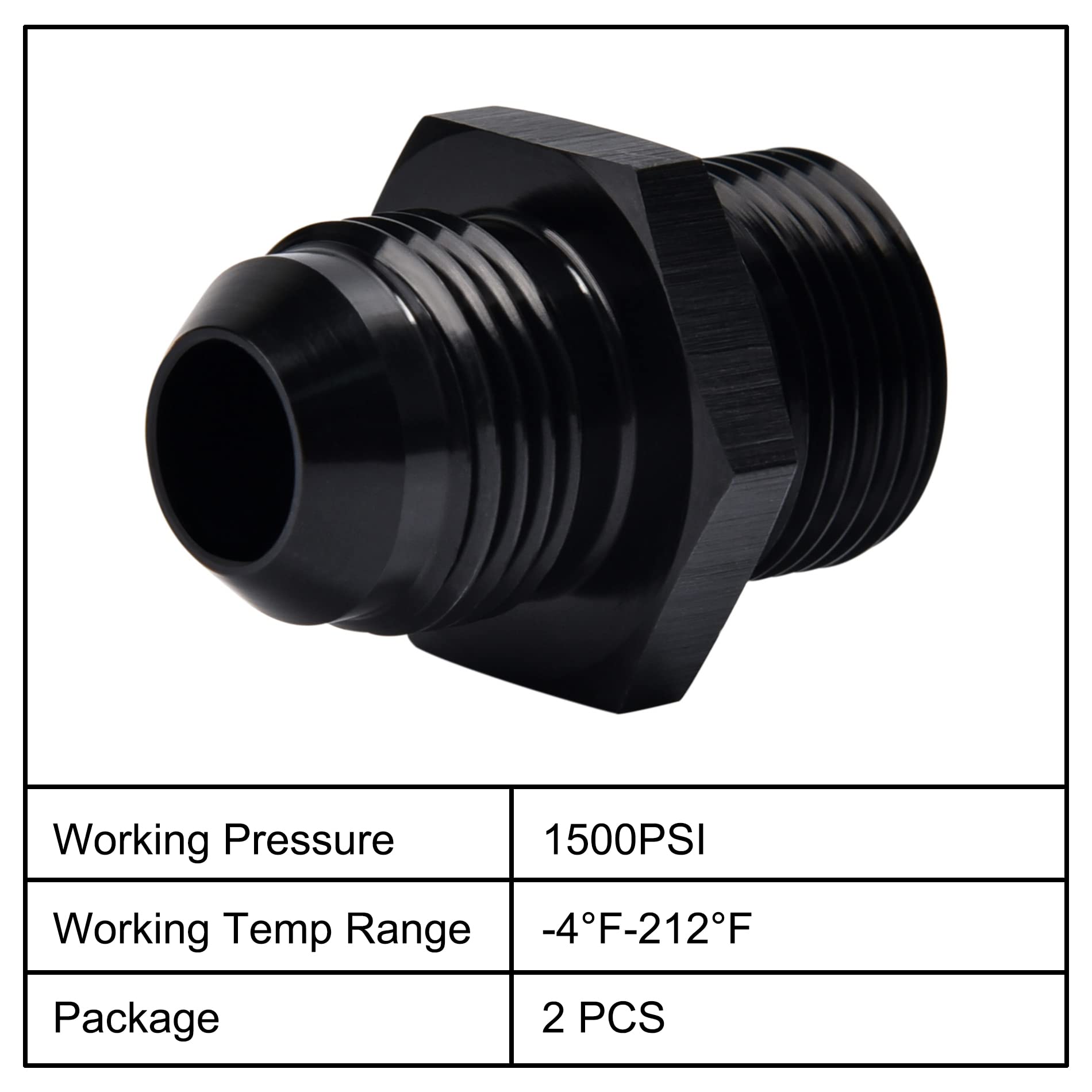 Evil Energy 8An Male Flare To M20 X 1.5Mm Male Metric Fitting Adapter Aluminium Alloy 2Pcs