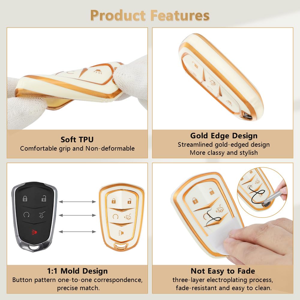 Pifoog Key Fob Cover Accessories For Cadillac Premium Tpu Keys Case Shell Keychain For Cadillac Xt5 Xt6 Xt4 Cts Ct6 Ats Srx Xts