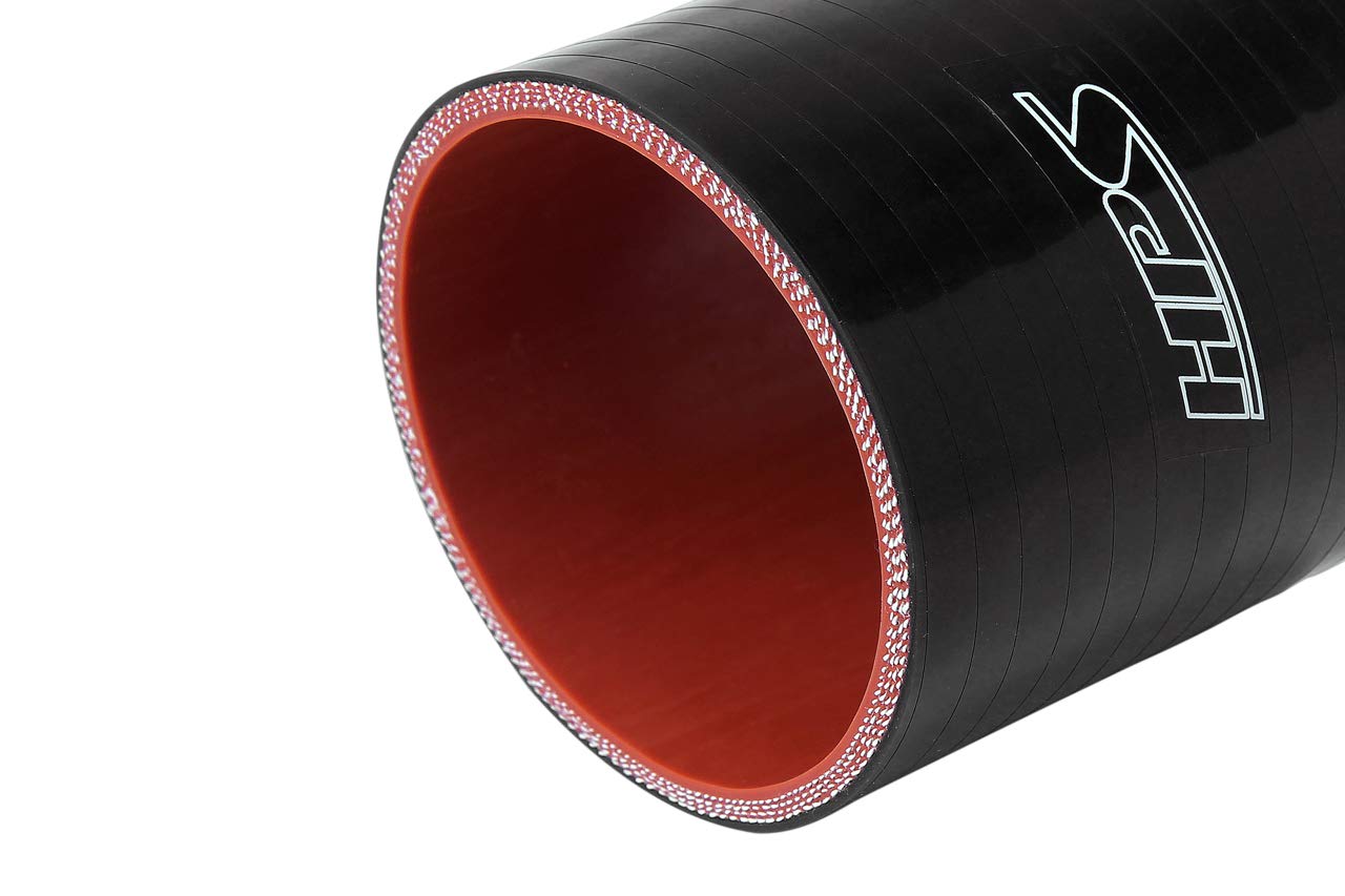 HPS HTSOC-250-BLK Silicone High Temperature 4-ply Reinforced Offset Coupler Hose, 75 PSI Maximum Pressure, 3&quot; Length, 2.5&quot; ID, Black