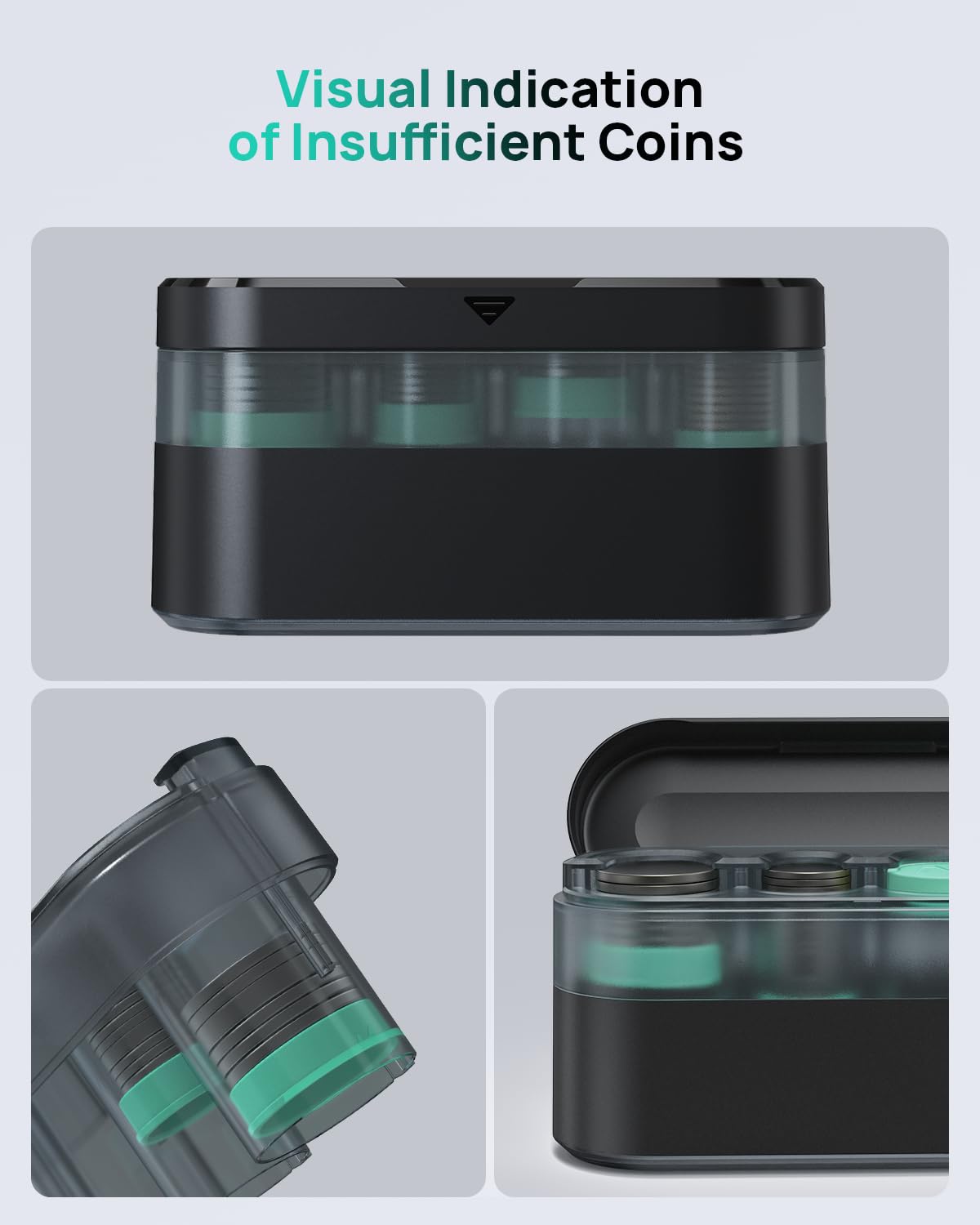 Haloblk Larger-Capacity Coin Holder For Car Change Holder Organizer, Compatible With Most Car & Trucks, Black