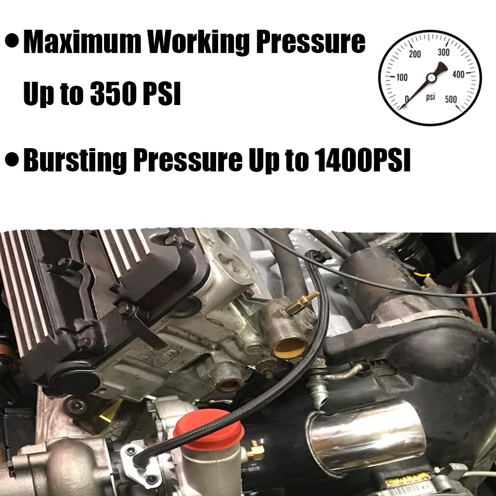 3/8 Fuel Line 6An Transmission Cooler Hose 20Ft High Pressure Marine Braided Fuel Injection Hose For Oil, Gas, Fuel, Diesel, Hydraulic