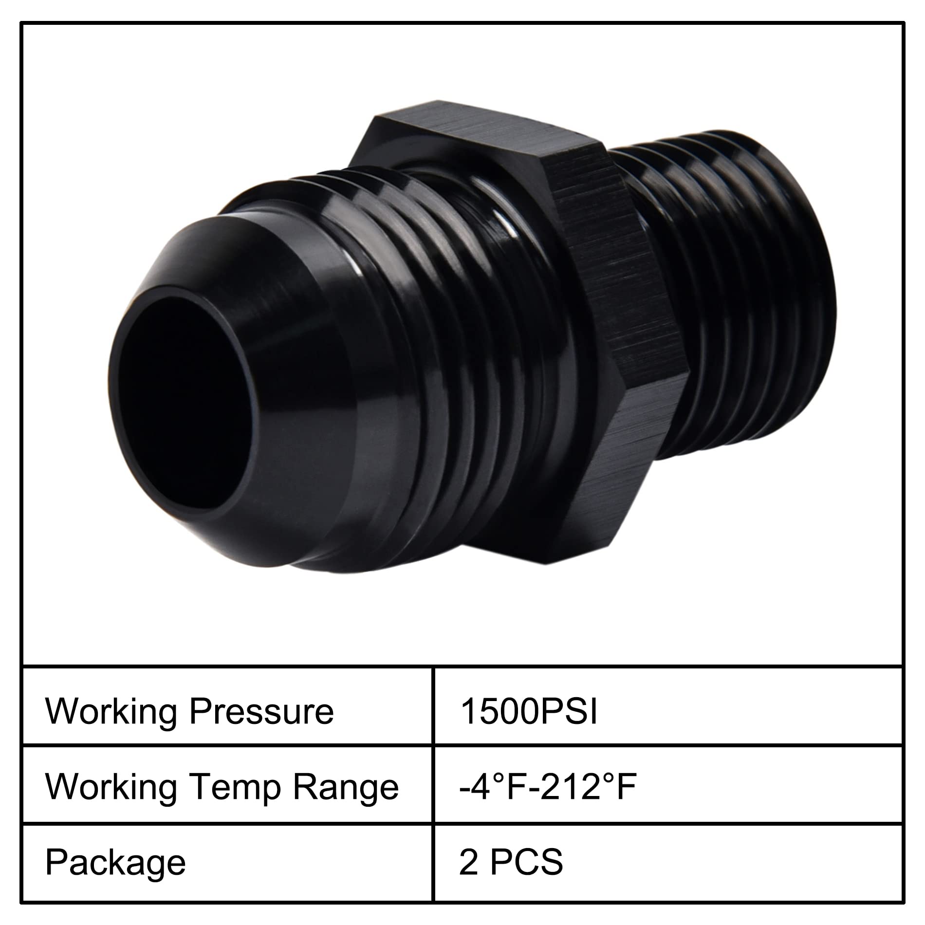 Evil Energy 8An Male Flare To M16 X 1.5Mm Male Metric Fitting Adapter Aluminium Alloy 2Pcs