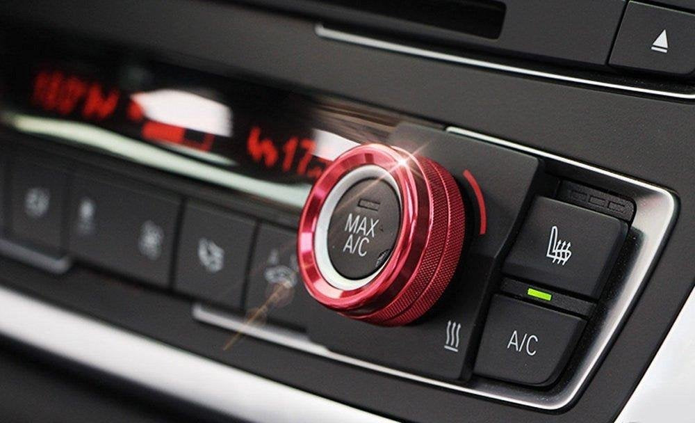 Xotic Tech Center Console Ac Climate Control Radio Volume Knob Ring Covers Compatible With Bmw 1 2 3 3Gt 4 Series F20 F22 F30 F31 F32 F33 F80 F82 F87 (Red Anodized Aluminum) - 3Pcs