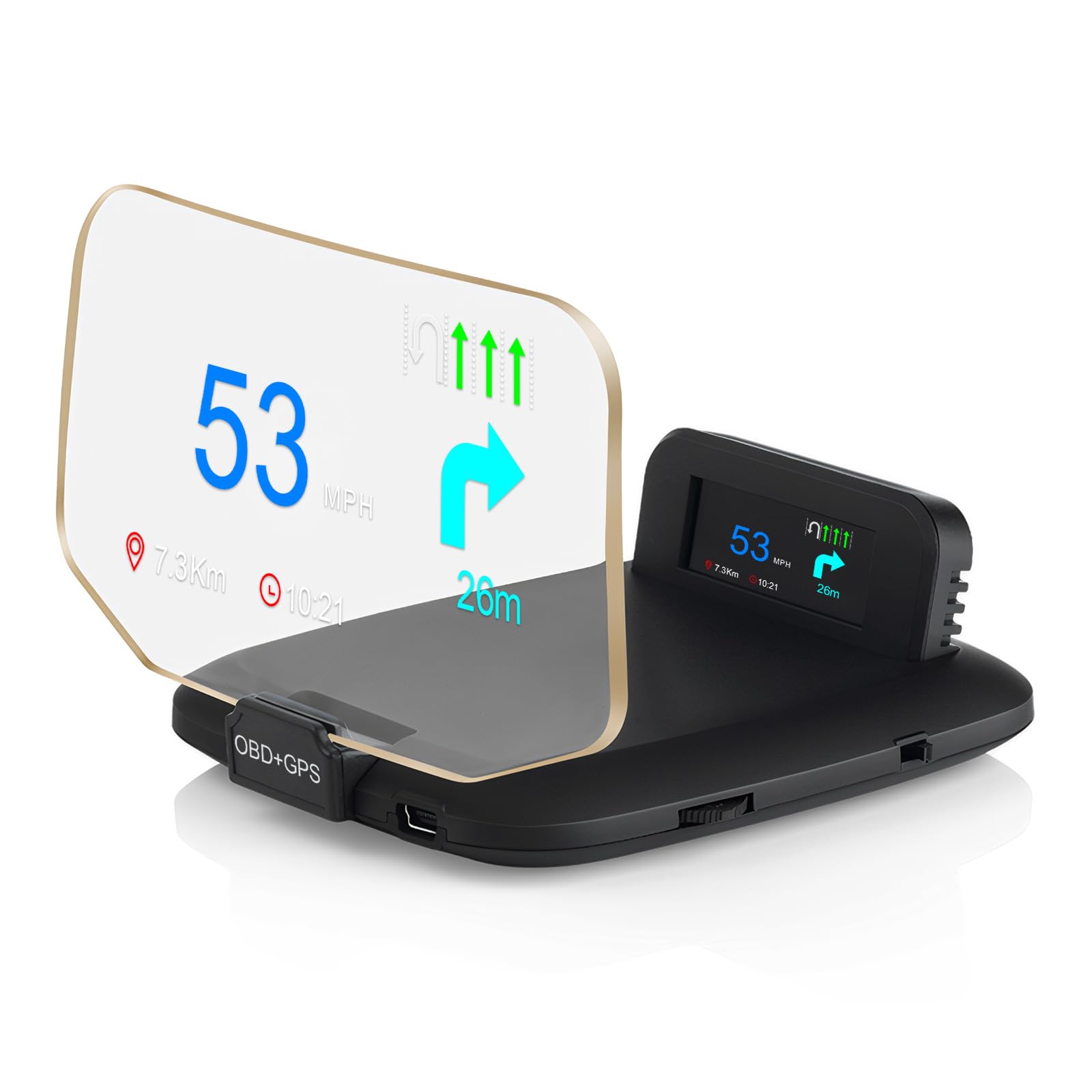 OBD2 Heads Up Display Navigation for Car MAIMEIMI OBD2 & GPS Dual System Digital Speedometer for Car HUD MPH Projector with RPM 