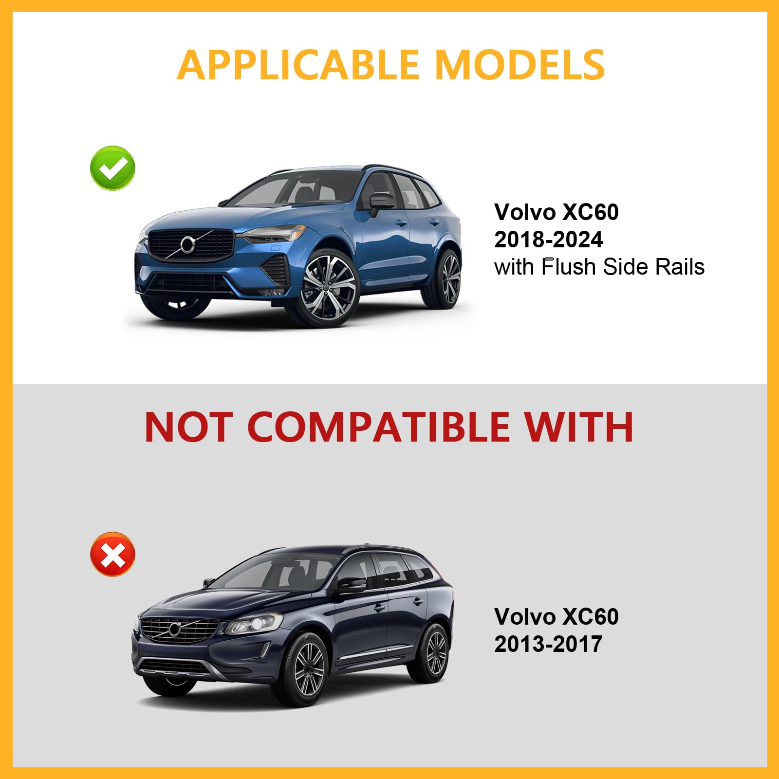 Tuyoung 220lbs Lockable Roof Rack Cross Bars Compatible with Volvo XC60 XC-60 2018-2025, Heavy Duty Anti-Theft Aluminum Roof Rai