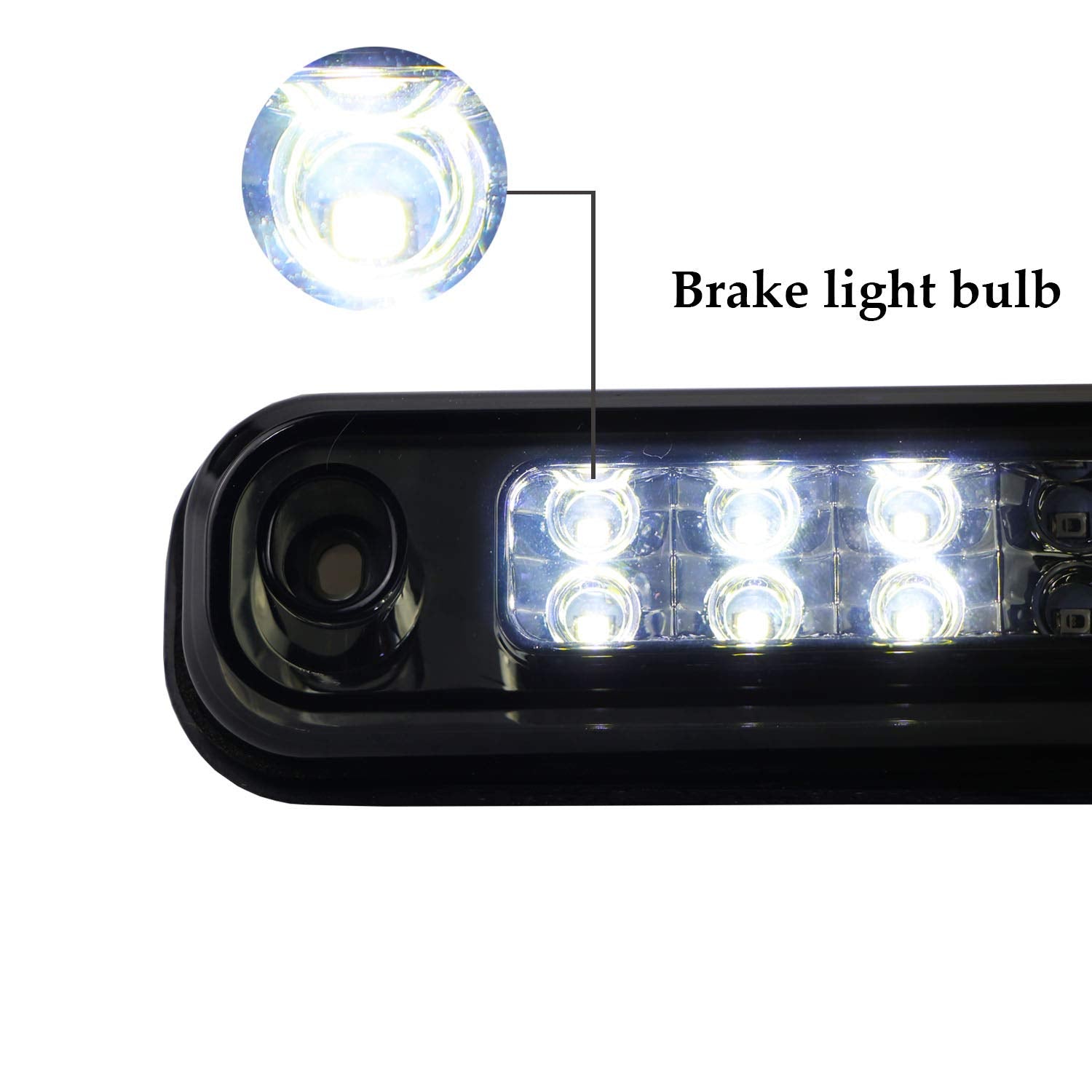 Tresound Led Third 3Rd Brake Light For 1988-2000 Chevy Gmc C/K 1500 2500 3500 Rear Cargo Lamp High Mount Stop Light (Smoked)