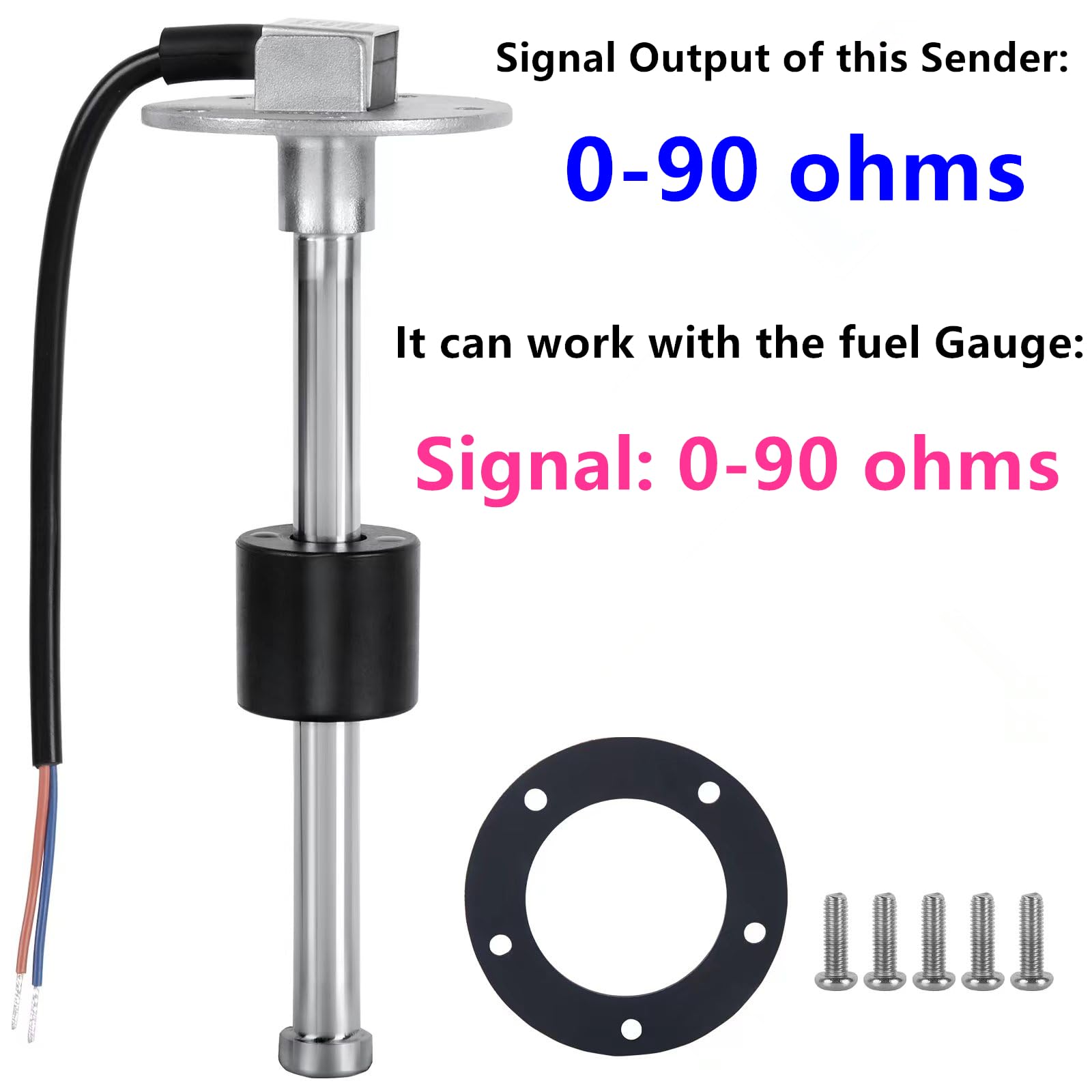 100Tech Boat Fuel Tank Sending 0-90 Ohms 15''(380Mm) Marine For Yacht Truck Rv Fuel Gauge Sending Unit Fuel Water Level Sending