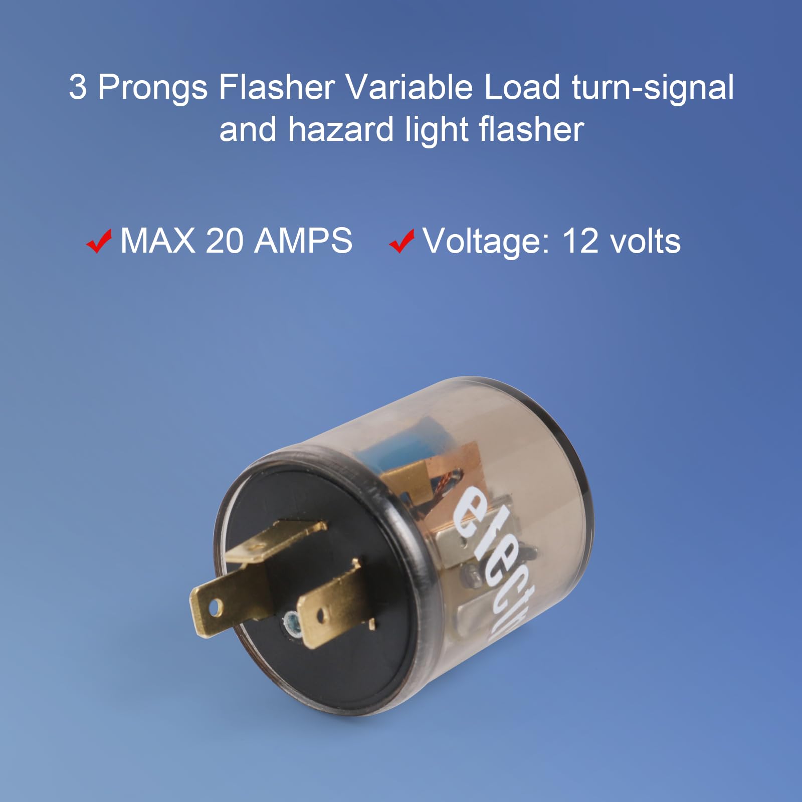 4 pcs 12V 3 Pin Electronic LED Flasher Relay Round Heavy Duty Electronic Turn Signal Light Blinker 3 Prong Turn Signal Flasher R