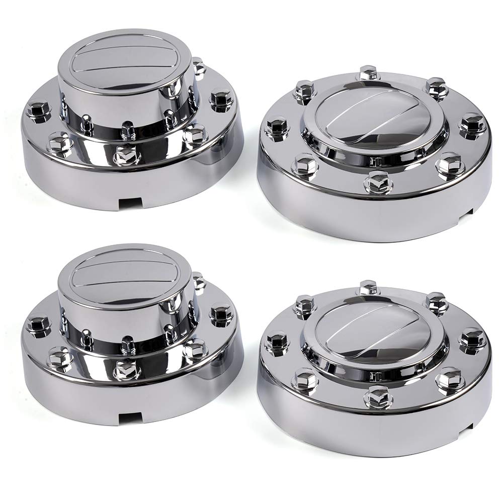 PIT66 Wheel Center Caps, Compatible with 11-16 Dodge Ram 3500 1-TON Dually Alcoa Alloy Hub Caps 2 Front+2 Rear Chrome