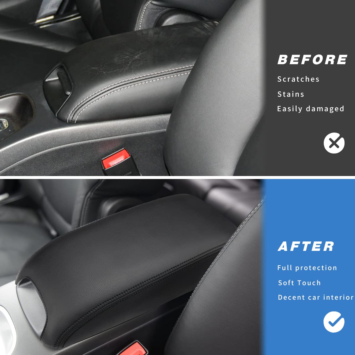 Intget Center Console Cover For 2011-2020 Dodge Journey Accessories Leather Middle Armrest Cover Arm Rest Box Lid Protector Car