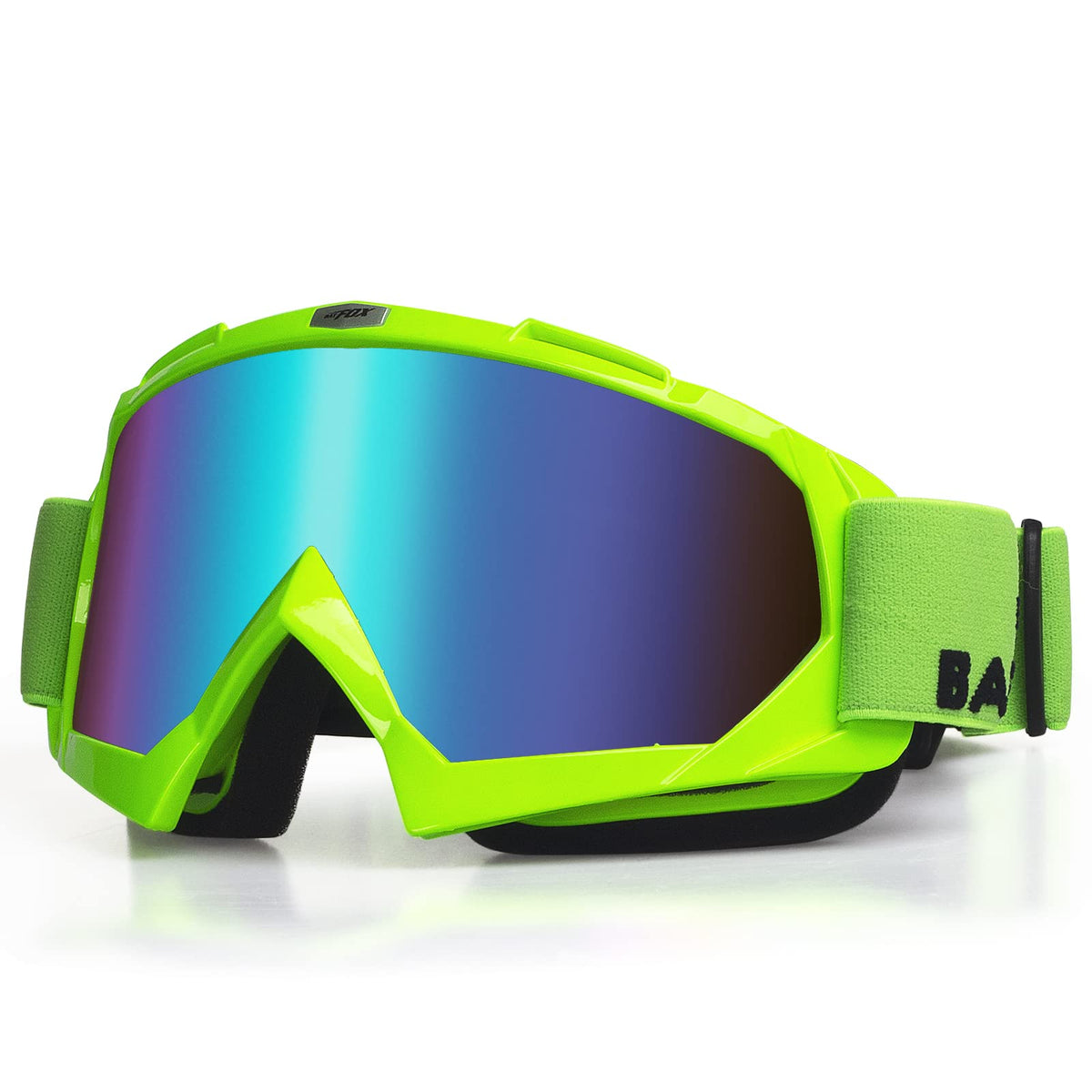 BATFOX Motorcycle Glasses Goggles Dirt Bike Motocross Safety ATV Tactical Riding (Green-green, Adult)