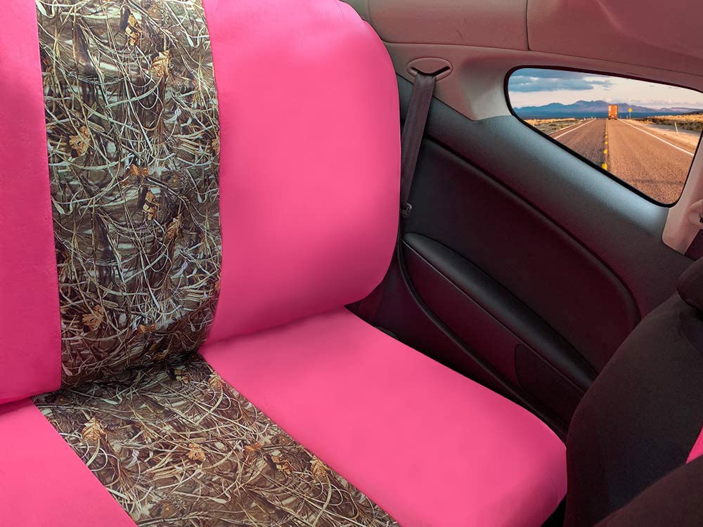 Carscover Real Pink Camo Seat Covers Maple Forest Tree Leaf Pattern Camouflage For Auto Truck Car Suv Women Style Seat Cover (9P