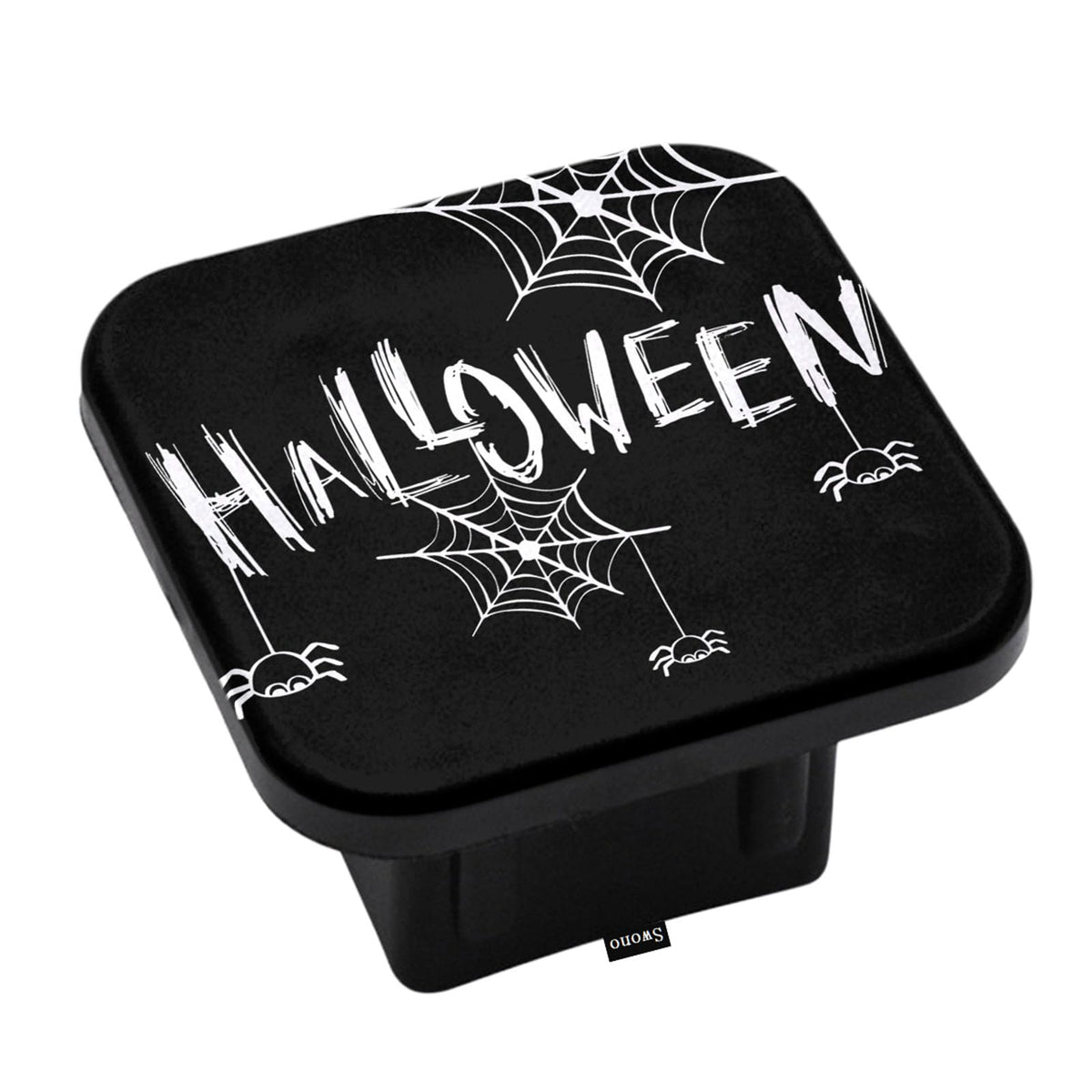 Swono Halloween Hitch Tube Cover 2 Inch, Lettering Halloween Spider Webs Cobwebs Black Anti-Loss Rubber Receiver Tube Hitch Plug