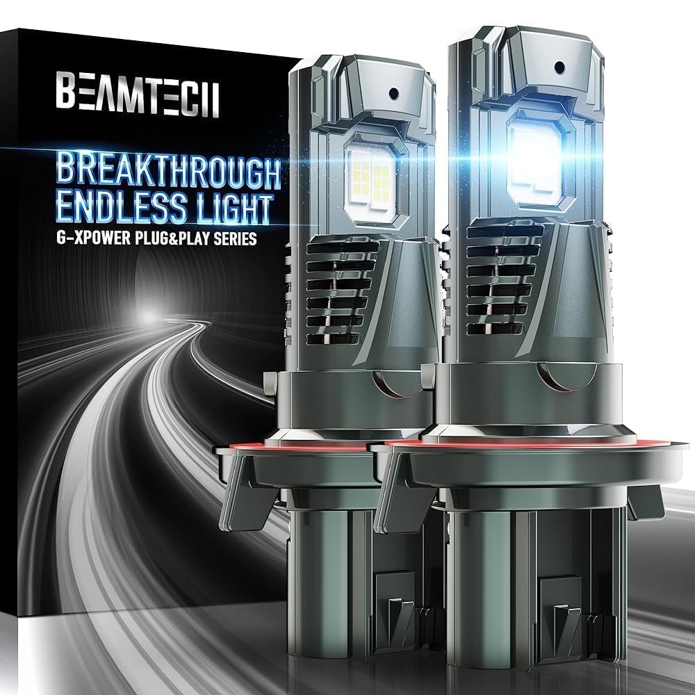 Beamtech H13/9008 Light Bulbs, G-Xpower Chips 500% Brighter 6500K White Plug And Play Fog Light, 2 Bulbs