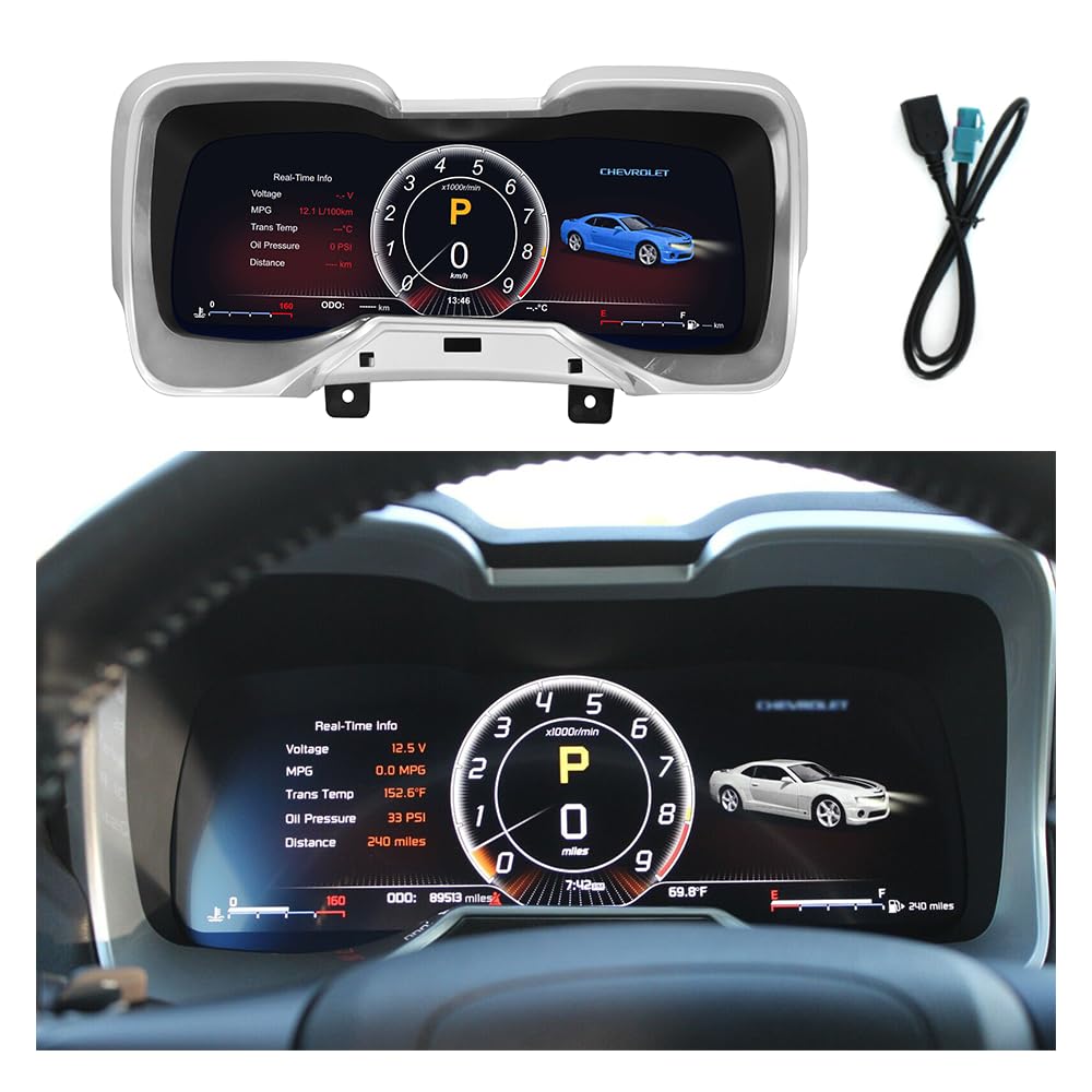 XUENAV Digital Dash for 2010-2015 Chevrolet Camaro SS | LCD Speedometer Instrument Panel Upgrade | ABS Material