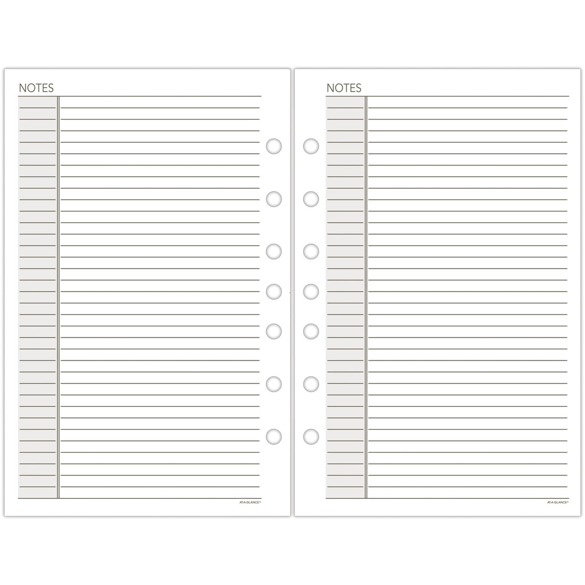 At-A-Glance Day Runner Lined Notepad Pages, 87275 Day-Timer, Refill, Loose-Leaf, Undated, For Planner, 5-1/2'' X 8-1/2'', Size 4